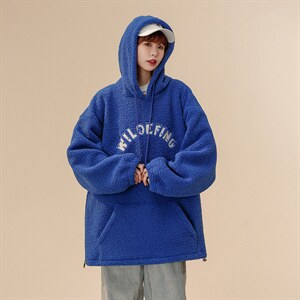 现货主推 羊羔毛外套女加绒加厚刺绣字母卫衣416B-YM280-P75限88图片