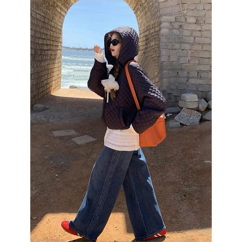 网图有货菱格连帽棉服男女冬季轻薄保暖棉衣外套上衣A1160-P80,男装棉衣,星座1505