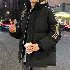 美式复古三条杠拼接连帽棉服男青少年防泼水棉衣M2910特P75控108，男装棉衣，电商A001