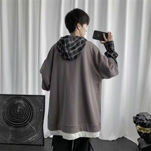 假两件卫衣男生秋季宽松韩版潮流连帽上衣ins港风潮外套W126-p38图片