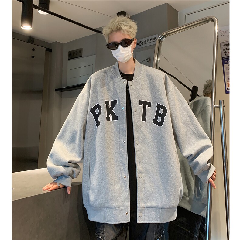 主推 美式简约学院风棒球服情侣宽松夹克外套男女上衣 G1095 P78图片