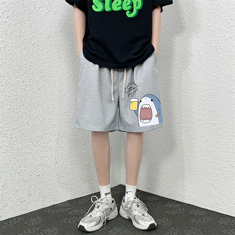 HD74137-P22华夫格短裤男大码宽松五分裤男直筒中裤,男装休闲裤,电商A040