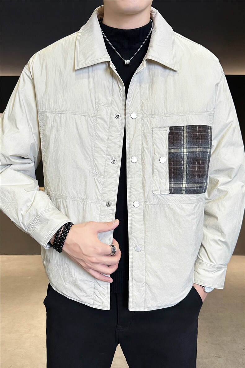 90新标2025设计款拼接翻领加厚保暖休闲羽绒服外套5883-P230,男装羽绒服,电商A413
