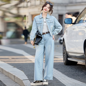2025年春季新款牛仔套装两件套气质休闲通勤套装女图片