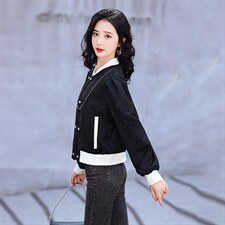 秋季休闲短外套女新款2022大码时尚复古民族风小个子修身夹克现货，女装短外套，一安秀