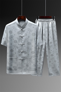 主推款民族服装新唐装中老年男士短袖袖唐装夹克套装高品太极服图片
