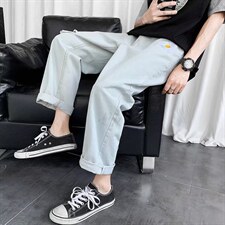 破洞牛仔裤春夏薄款宽松直筒阔腿裤G3005P38图片