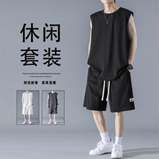 潮流两件套时尚百搭亲肤休闲夏季舒适套装TZ85-特批68109，男装休闲套装，星座718