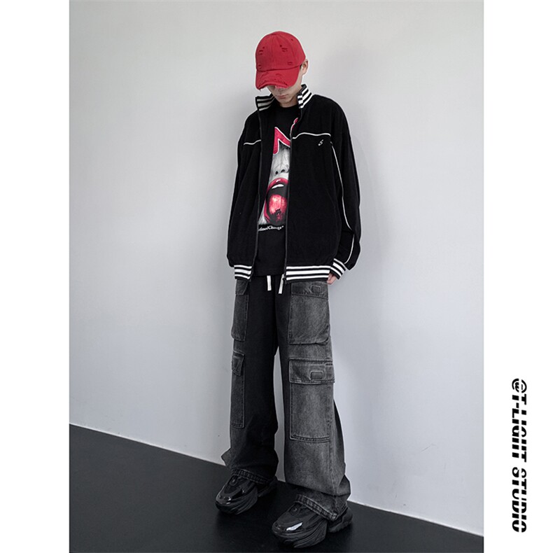 B221美式ins高街暗黑小众渐变色宽松工装牛仔裤LK23143-P80控108,男装牛仔裤,电商B221