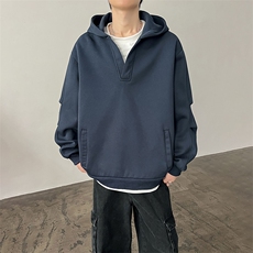现货A2277TP55控99-秋季新款连帽卫衣男纯色百搭套头休闲宽松外套，男装卫衣，电商B241