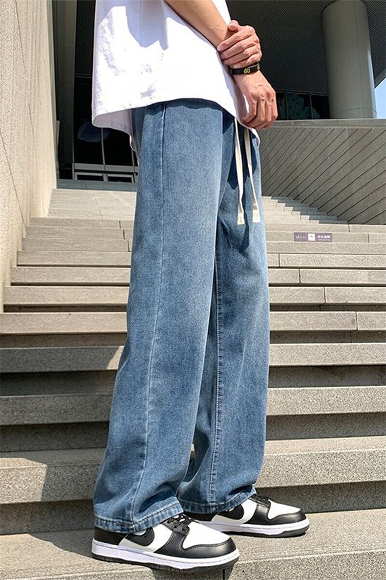 主推港风街头宽松直筒休闲潮流大宽绳男女同款男牛仔裤H025外贸,男装牛仔裤,星座224-1