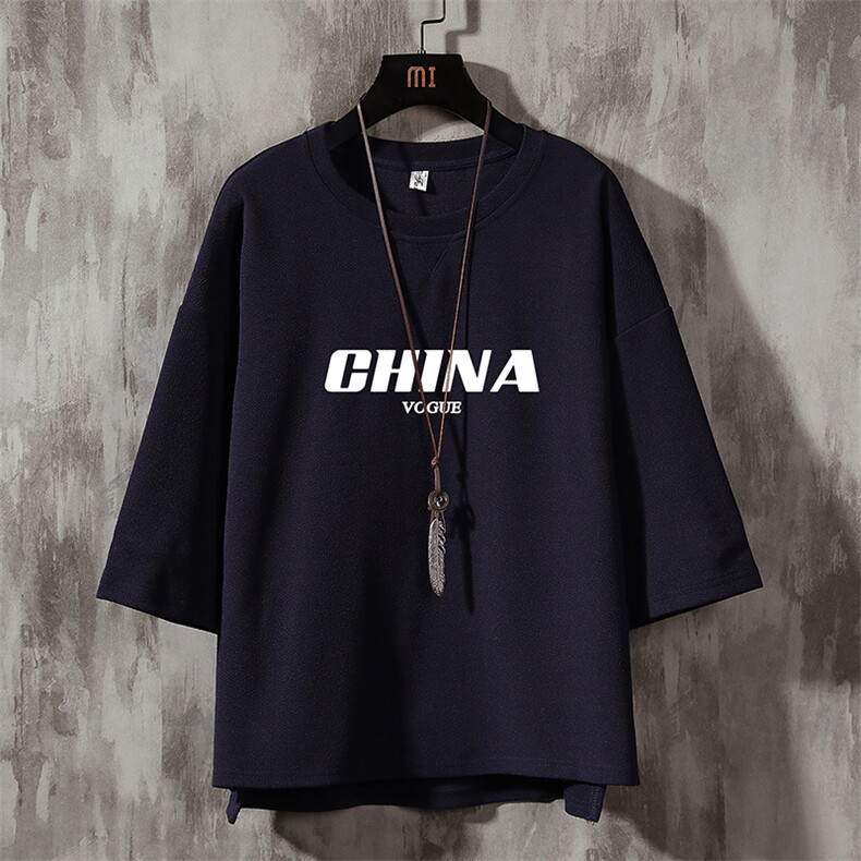 Q11001-P30春夏季七分袖t恤男大码五分袖男短袖中袖,男装T恤,电商A040A