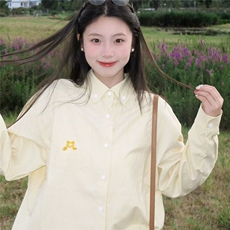 复古港风条纹衬衫女春秋新款蓝色衬衣韩版ins宽松休闲开衫外套潮，男装衬衫，星座1210-1