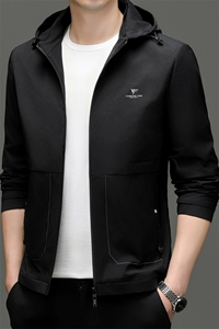 男士2023年秋季新款长袖商务休闲可脱卸帽外套青年拉链夹克图片