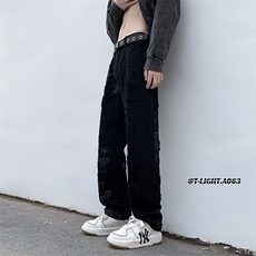 2023早春美式高街玩针刺绣毛须修身牛仔裤货号K697P60控价88，男装牛仔裤，电商A063