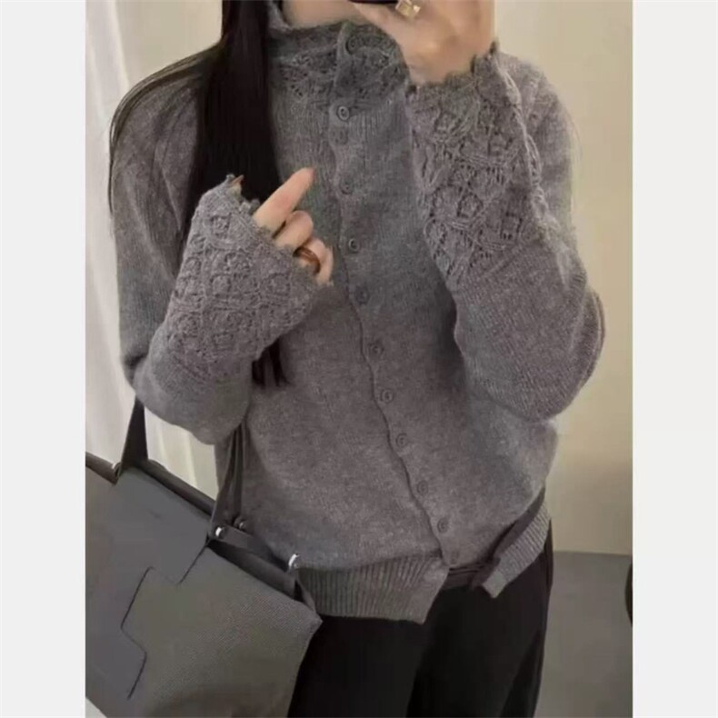 2025年秋季时尚百搭开衫半高，女装针织衫/毛衣，忠诺羊绒
