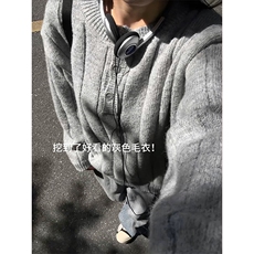深灰色亨利领毛衣男女款秋冬季美式复古慵懒高级感针织内搭打底衫，男装针织衫/毛衣，电商A102B