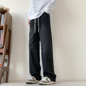 S-3XL 夏季薄款冰丝裤直筒宽松破洞牛仔裤 310A-2 BK312 p55 控78图片