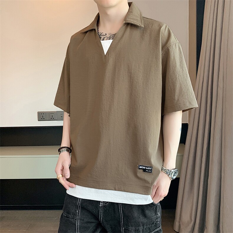 冰氧仿棉短袖店主风体恤休闲百搭纯色POLO衫男上衣TC3143-P35,男装T恤,星座717
