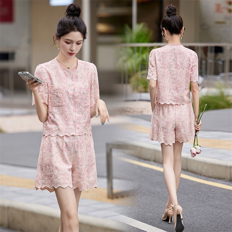 浮梦录夏季新款重工绣花晕染清冷感气质上衣半裙套装，女装套装/套裙，牡丹诺