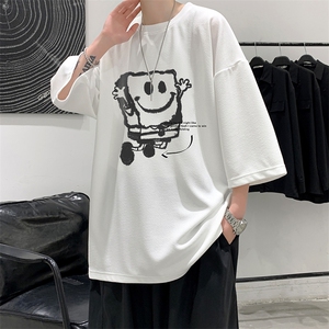 Q11245-P30海绵宝宝春夏季七分袖t恤男大码五分袖短袖中袖大皂风图片