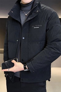 2501-M-3XL-P205标50绒店主风冬季休闲满印立领翻领羽绒服男图片