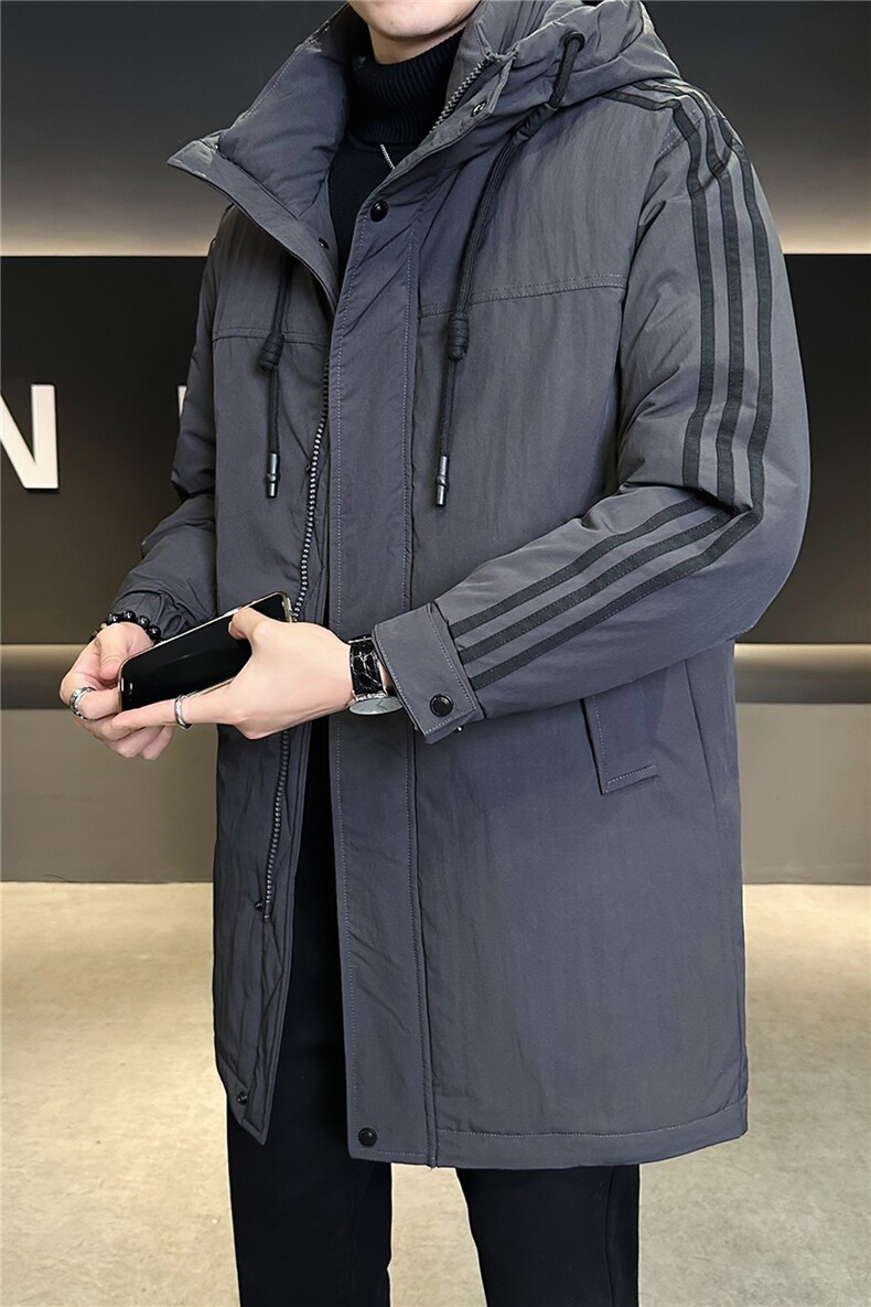 标50绒中长款羽绒服男冬季2025新款连帽条纹外套A313-9966-P275,男装羽绒服,电商A313