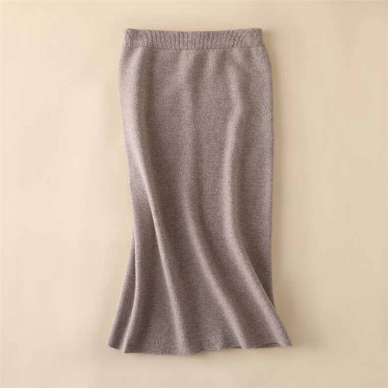 简约百搭针织半身裙女秋冬新款高腰显瘦包臀一步裙中长款羊毛，女装半身裙，牧雅羊绒