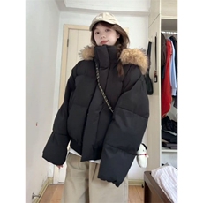 1506A/G78500/P89慵懒风复古毛领黑色连帽棉服，男装棉衣，星座1506A