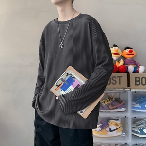 2022休闲简约春秋日系基础款纯色T恤男女圆领宽松打底衫W2870-P34图片
