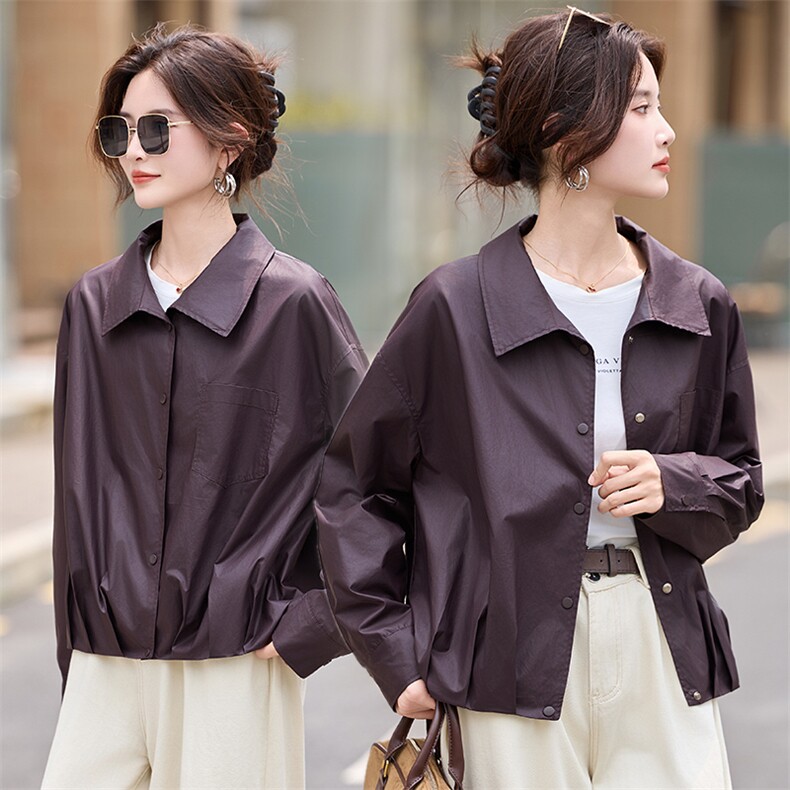 休闲翻领衬衫式薄外套女2025秋新款高级感宽松百搭小个子夹克上衣，女装短外套，丽影随形