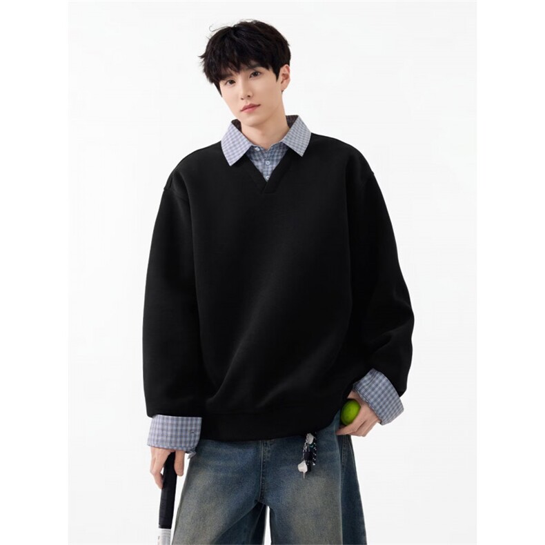 【XZ1112-1现货】卫衣假两件长袖衫翻领P46YW11，男装卫衣，星座1112-1