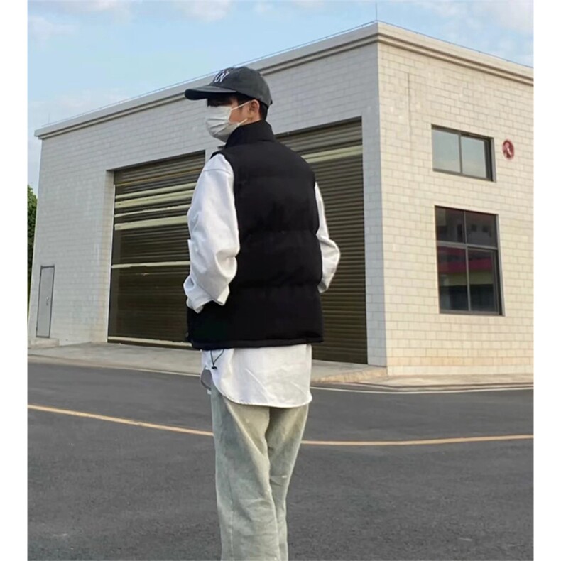 现货5W件冬季三防硬挺boxy短款立领棉衣马夹外套加厚马甲保暖棉服,男装棉衣,电商A443