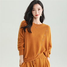 20205秋冬百搭时尚简约圆领蝙蝠袖针织衫，女装针织衫/毛衣，雅之冉羊绒