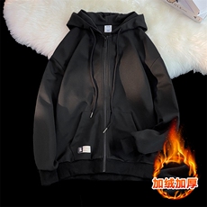 港风cityboy新款加绒加厚针织卫衣开衫外套百搭WT3412加绒-P50，女装短外套，星座717