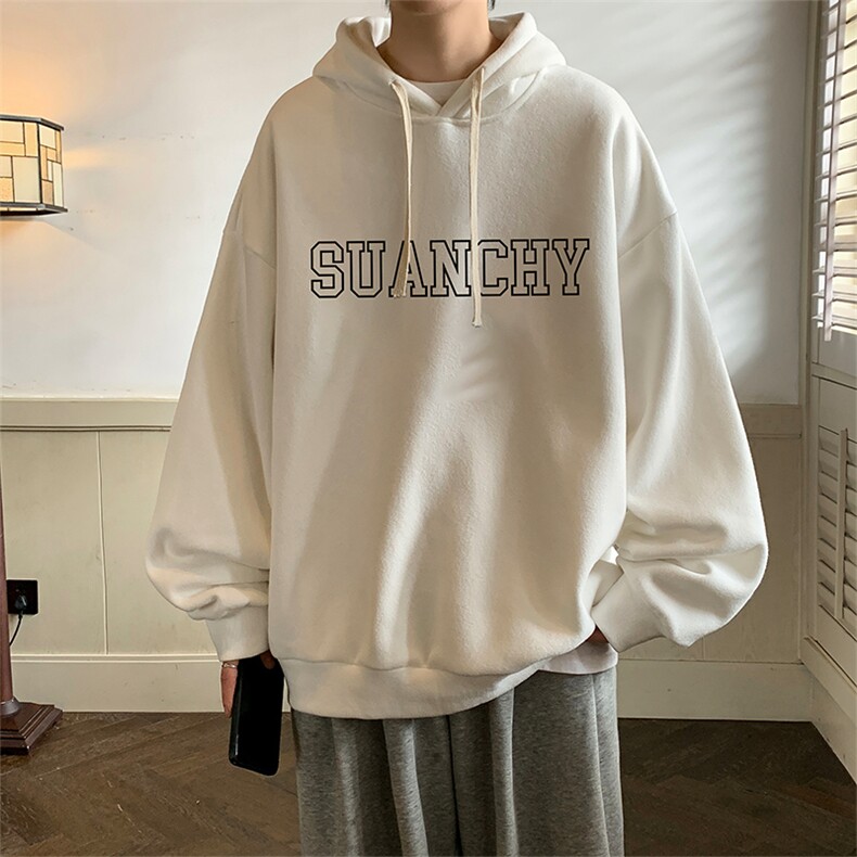 纯棉连帽卫衣男大码运动帽衫宽松薄WY2229-P35加绒款-P40，男装卫衣，电商A040