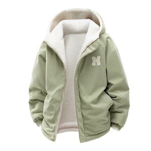 灯芯绒两面穿棉服男女羊羔毛棉衣外套冬季加厚棉袄M0811-P120图片