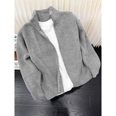 重磅秋冬北极绒双拉链毛衣开衫美式复古休闲慵懒风宽松针织衫外套，男装针织衫/毛衣，电商A486