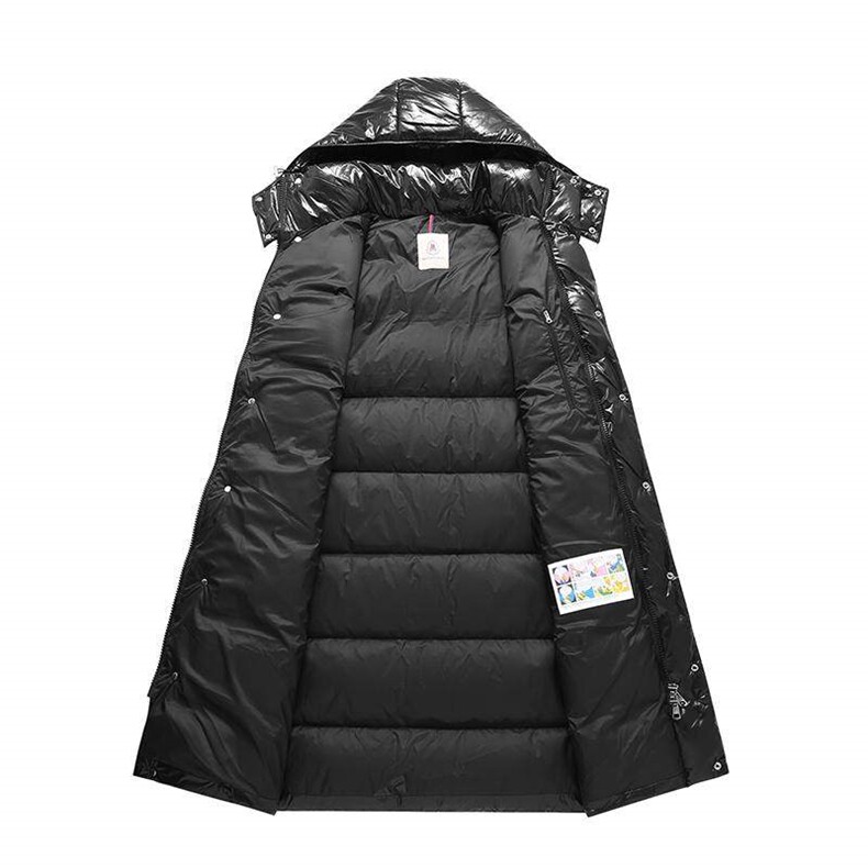 高版本90%鹅绒羽绒服潮牌长款亮面连帽加厚冬季外套男女138-P230,男装羽绒服,星座1210A