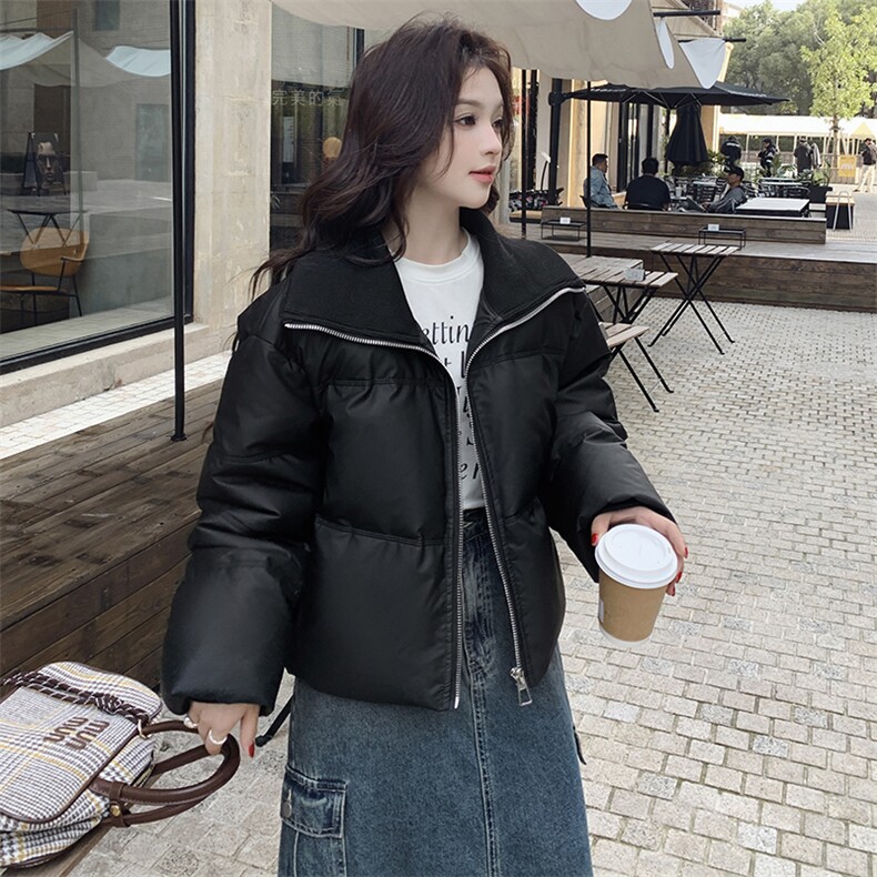 现货主推！！黑色针织拼接PU皮羽绒服2C205-8877-P265-K388,女装羽绒服,2C205