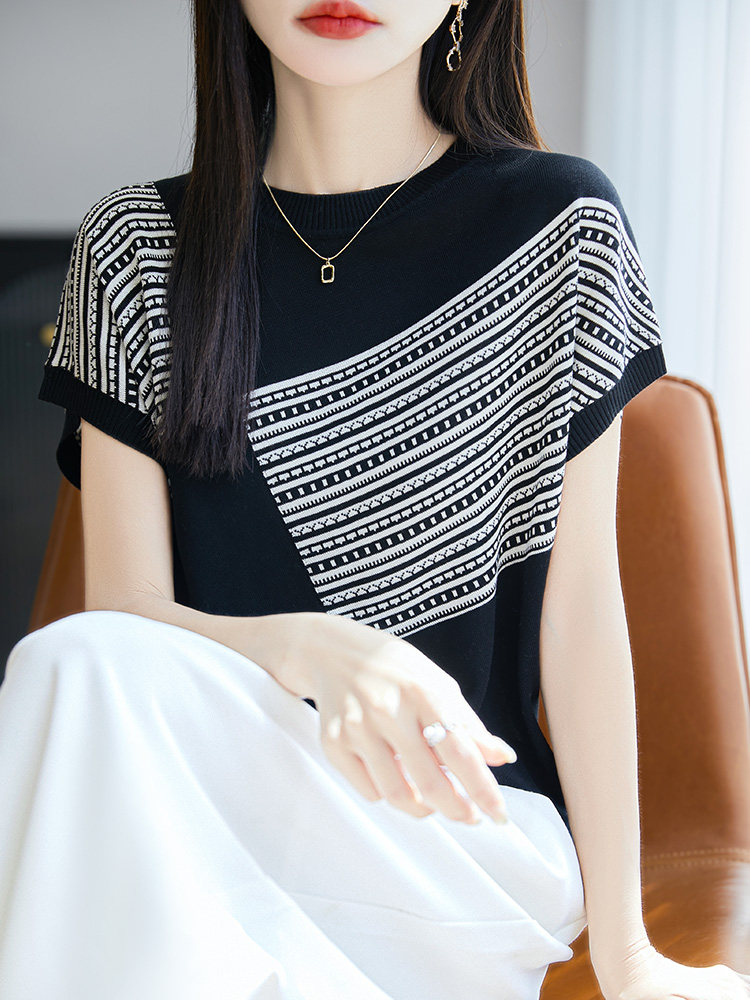 其他圆领常规2025年夏季夏季短袖女宽松显瘦洋气休闲百搭上衣T恤,女装T恤,暖圣羊羊绒