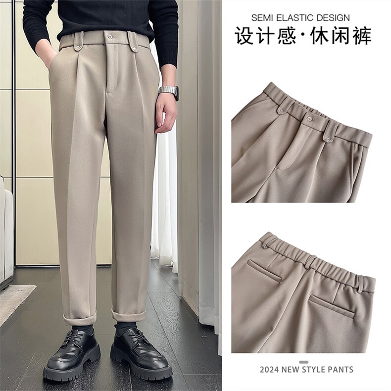 轻熟风~速哲同款重磅加绒毛呢休闲裤 X38/P75图片