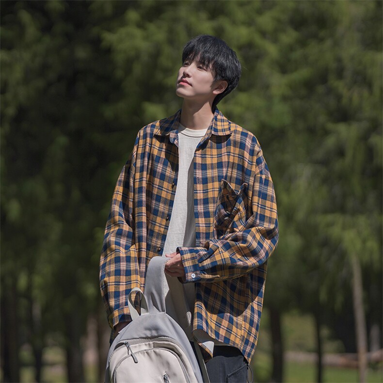B225-C6085-P63-X79-单口袋格子衬衫-材质-70涤30棉,男装衬衫,电商B225