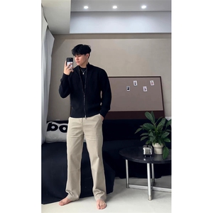 重磅秋冬北极绒双拉链毛衣开衫美式复古休闲慵懒风宽松针织衫外套图片