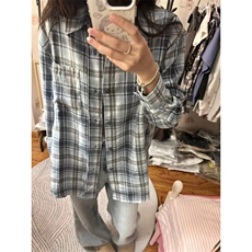 TC727-P45复古潮牌春秋格子磨毛衬衫外套男女休闲衬衣，男装衬衫，星座617A-2
