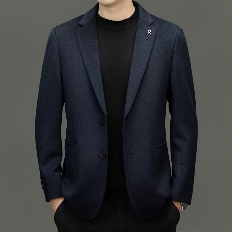 2025高端中年绵羊毛西服男秋款羊毛双面呢西服外套中老年西装，男装西服，钱塘723