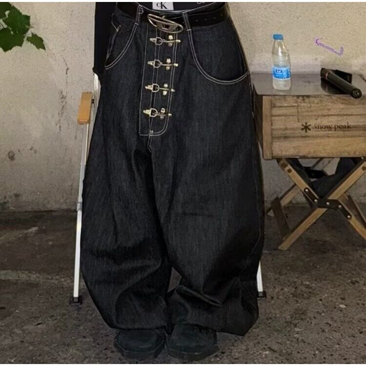 美式复古水洗牛仔裤男款直筒宽松弯刀阔腿痞帅高级感裤子潮流百搭,男装牛仔裤,星座506A
