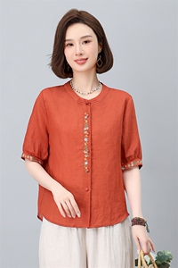 棉麻休闲女夏装2025夏季新款妈妈洋气时尚宽松衬衫苎麻图片