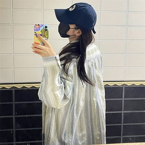 TC762-P45 夏季新款条纹衬衫防晒外套设计感开衫衬衣图片