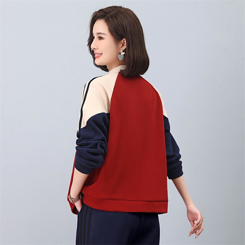 短款外套女2023年春秋新款小个子棒球服中年妈妈大码休闲夹克上衣，女装卫衣/绒衫，涵誉